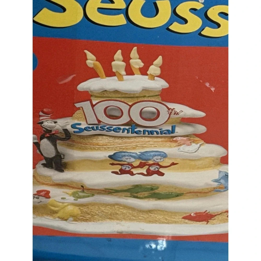 Vandor Dr Seuss 100th  Seussentennial Cat In Hat Cookie Jar‎ Birthday Cake Flaws